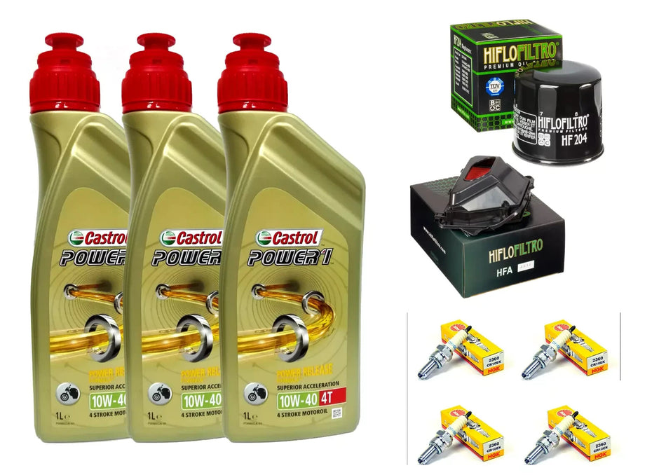 KIT TAGLIANDO YAMAHA YZF R6 600 2006 2007 CASTROL 10W40 FILTRO OLIO ARIA CANDEL