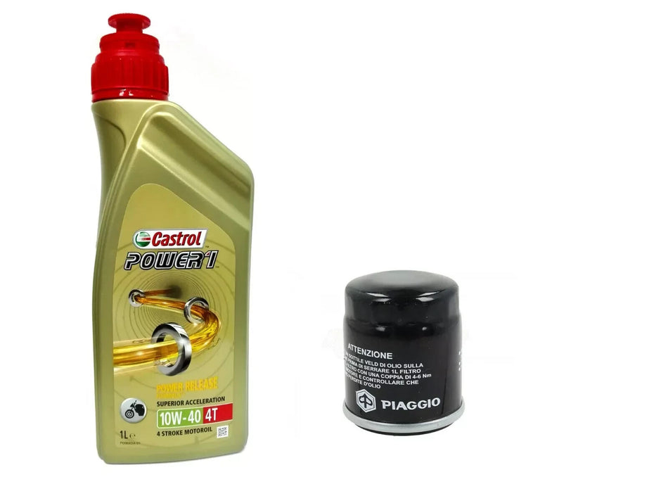 KIT/TAGLIANDO PIAGGIO 180/X9/AMALFI 1 LITRO CASTROL  POWER 1 10W40 FILTRO OLIO