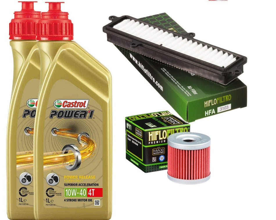 SUZUKI BURGMAN 125/200 2007/2019  TAGLIANDO CASTROL 10W40 FILTRO ARIA OLIO HIFL