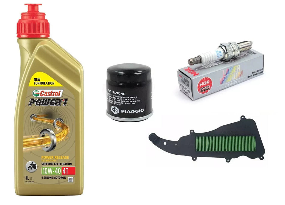 TAGLIANDO LIBERTY 50 IGET 2015/2022 CASTROL 10W40 FILTRO ARIA OLIO CANDELA NGK