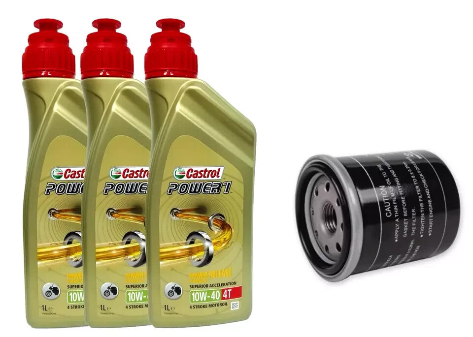 KIT TAGLIANDO CASTROL POWER/1 10W40 3L FILTRO OLIO ORIGINALE  APRILIA SHIVER/750