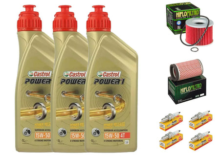 KIT/TAGLIANDO YAMAHA XJR 1300 2007 2015 CASTROL 15W50 FILTRO OLIO ARIA CANDELE