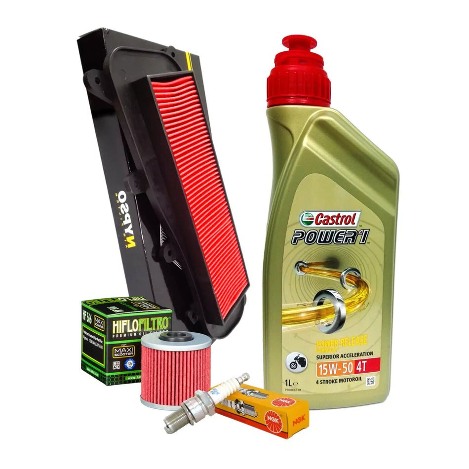 KYMCO PEOPLE GTi 125 KIT TAGLIANDO CASTROL 15W50 FILTRO OLIO ARIA CANDELA