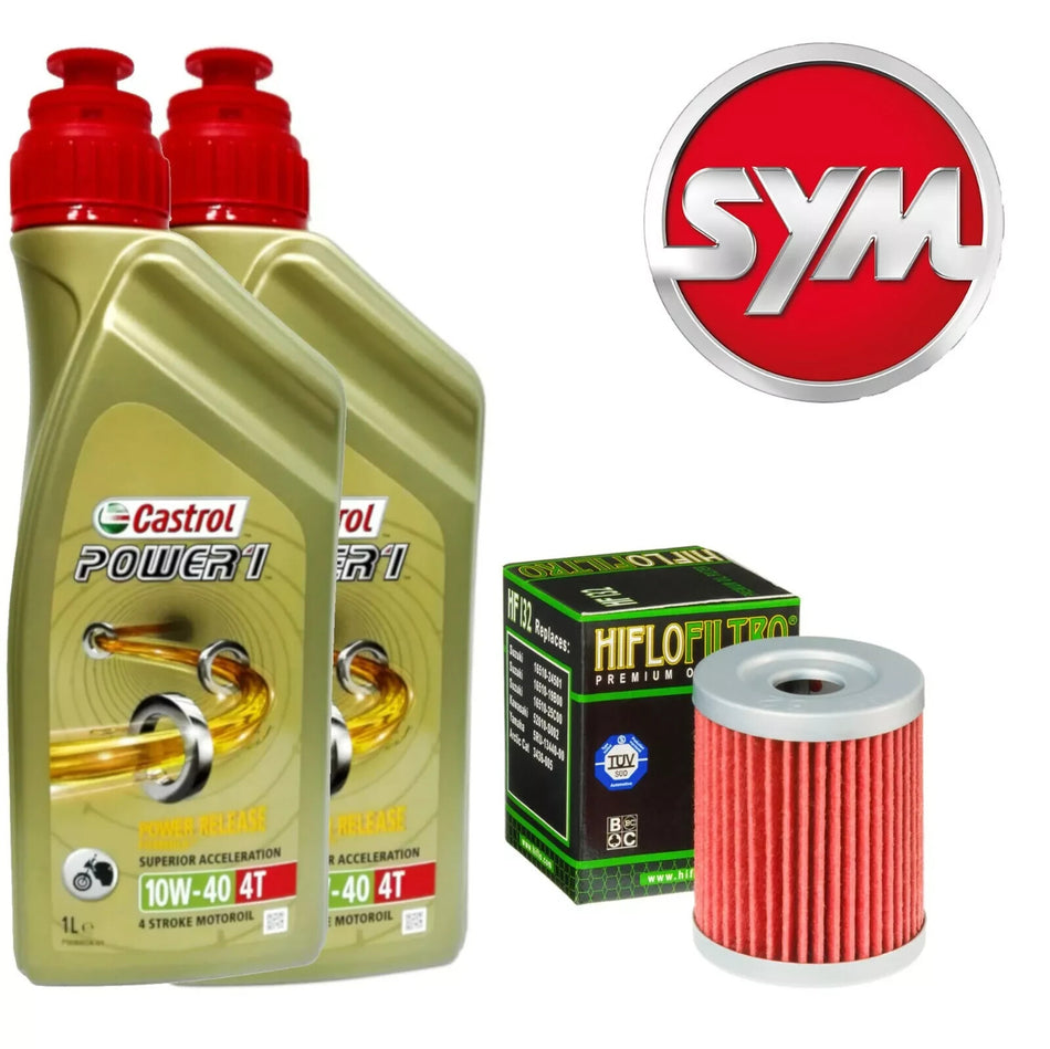 Kit tagliando Castrol Power 1 10W40 filtro olio Sym Maxsym 400 PER SCOOTER SYM