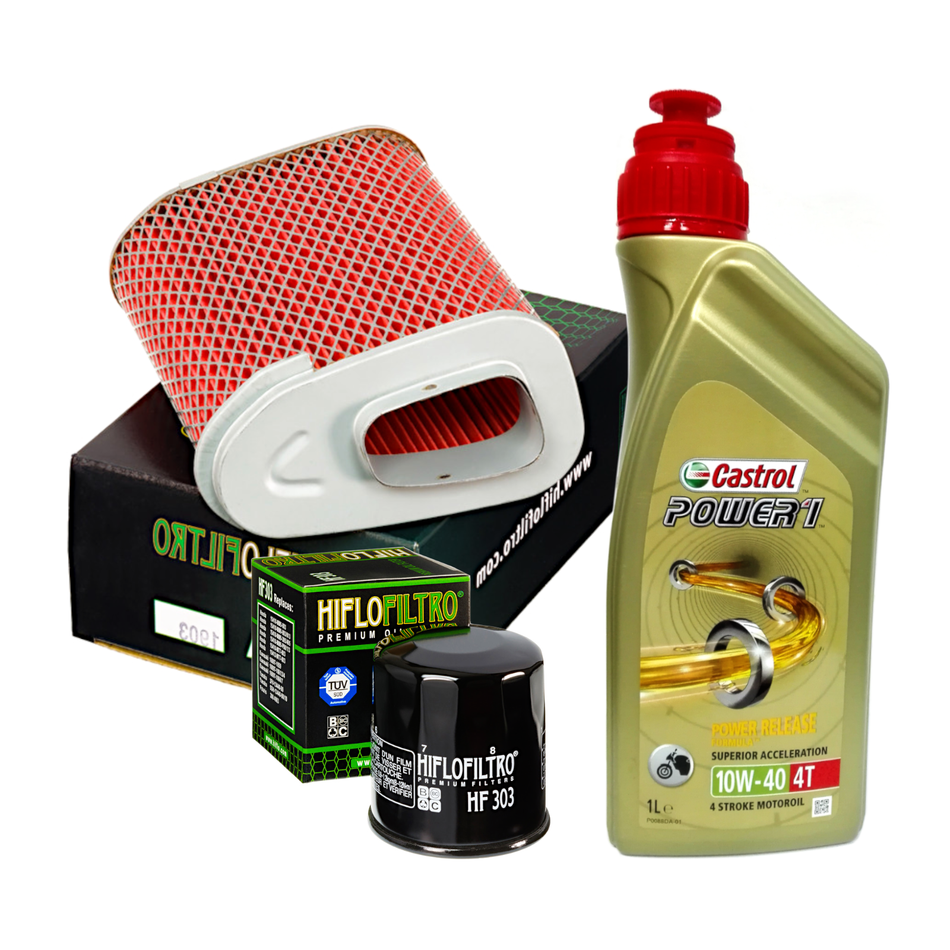 Kit tagliando Castrol Power 1 10W40 filtro olio aria Hiflo Honda CBR 1000 F