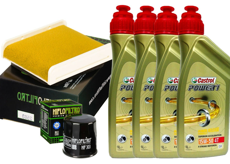 Kit tagliando Castrol 15W50 filtro olio aria PER Kawasaki GPZ 500 S 1990 AL 2002