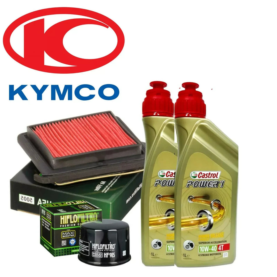 KIT Tagliando Kymco Xciting 500 2005 2006 Castrol Power 1 10W40 filtro olio aria