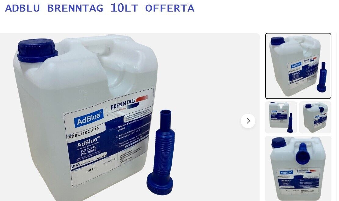 Brenntag AD BLUE ADBLUE 10 LITRI LIQUIDO ADDITIVO CARBURANTE DIESEL UREA PURA JE