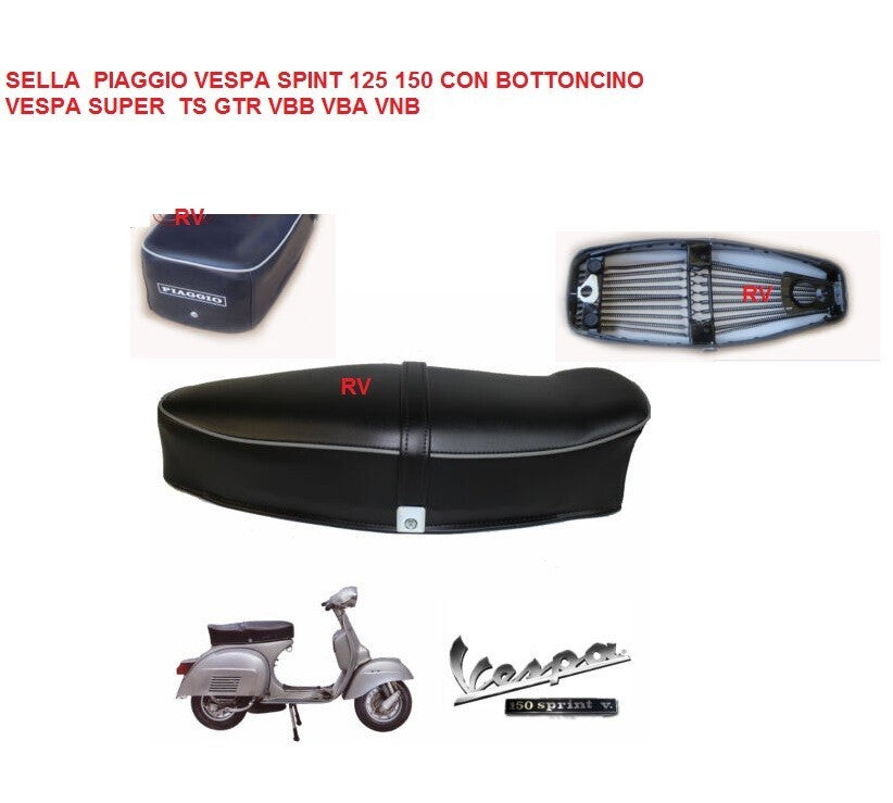 Sella Con Scritta PIAGGIO per VESPA SPRINT 125-150 GL GTR VBB VBA VNB SUPER TS