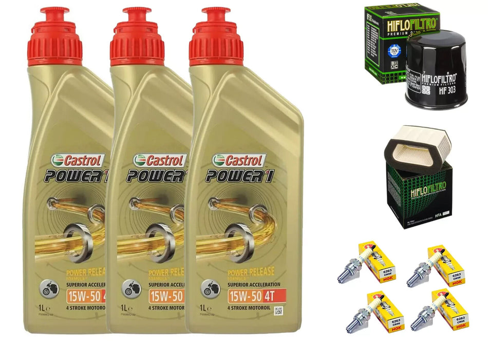 TAGLIANDO YAMAHA YZF R1 1000 1998 2001 CASTROL 15W50 FILTRI OLIO ARIA CANDELE