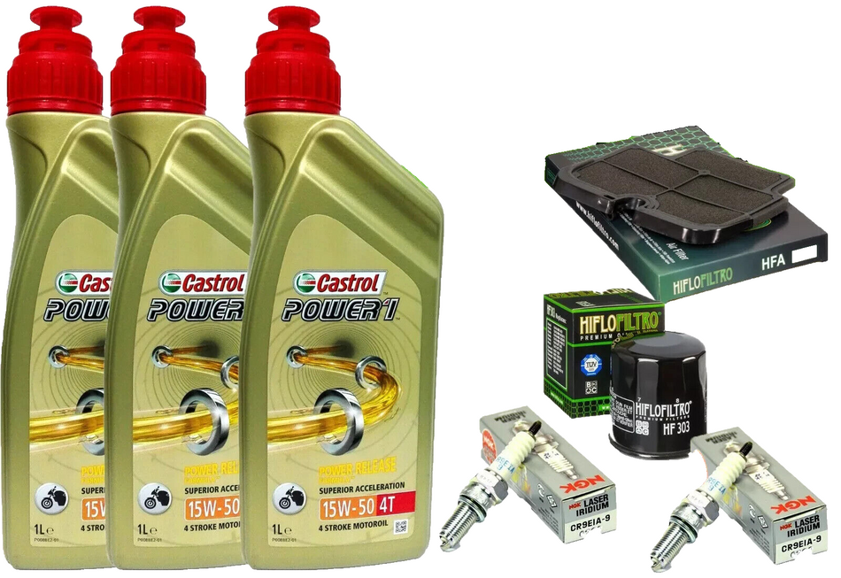 KIT/TAGLIANDO KAWASAKI ER/6N/650 2009/12  FILTRO ARIA OLIO CASTROL 15W50 CANDELE