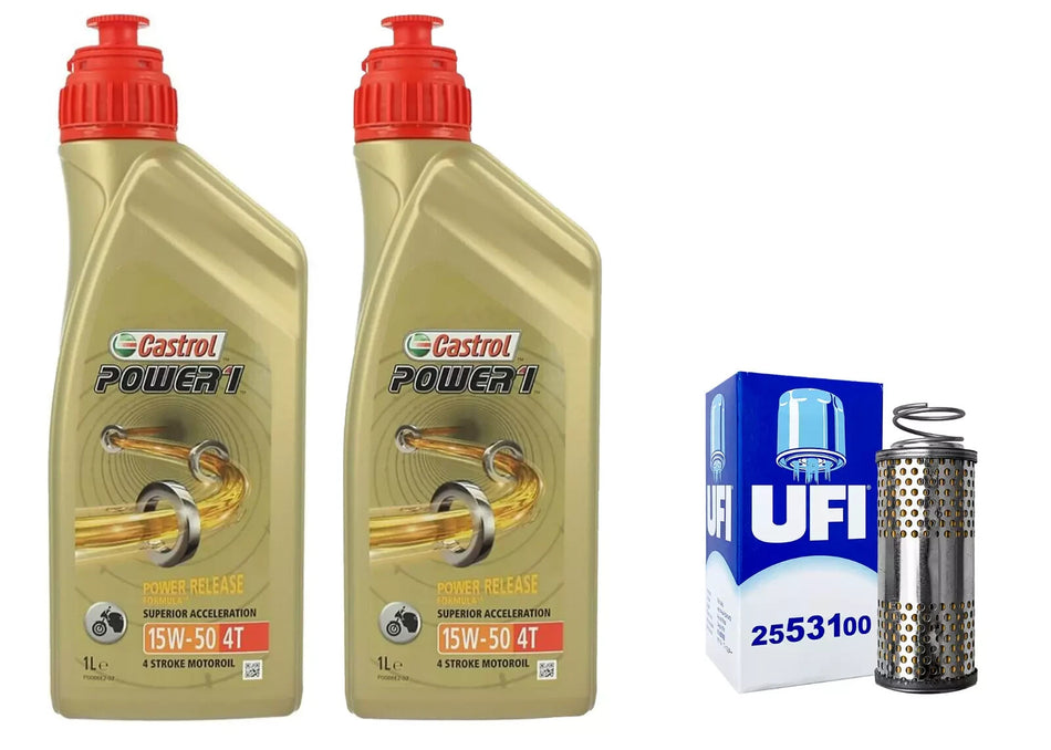KIT/TAGLIANDO MOTO GUZZI SP 750 1990 1991 1992 CASTROL POWER 1 15W50 FILTRO OLIO