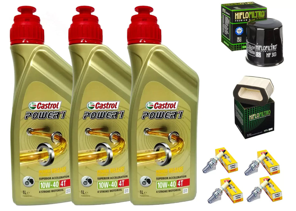 KIT/TAGLIANDO YAMAHA YZF R1 1000 1998/01 CASTROL 10W40 FILTRO OLIO ARIA CANDELE