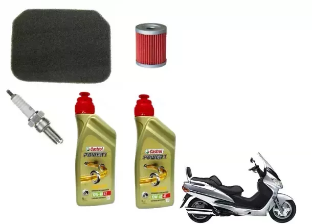 KIT/TAGLIANDO SUZUKI BURGMAN/400 1998 2006 OLIO CASTROL FILTRO OLIO ARIA CANDELA