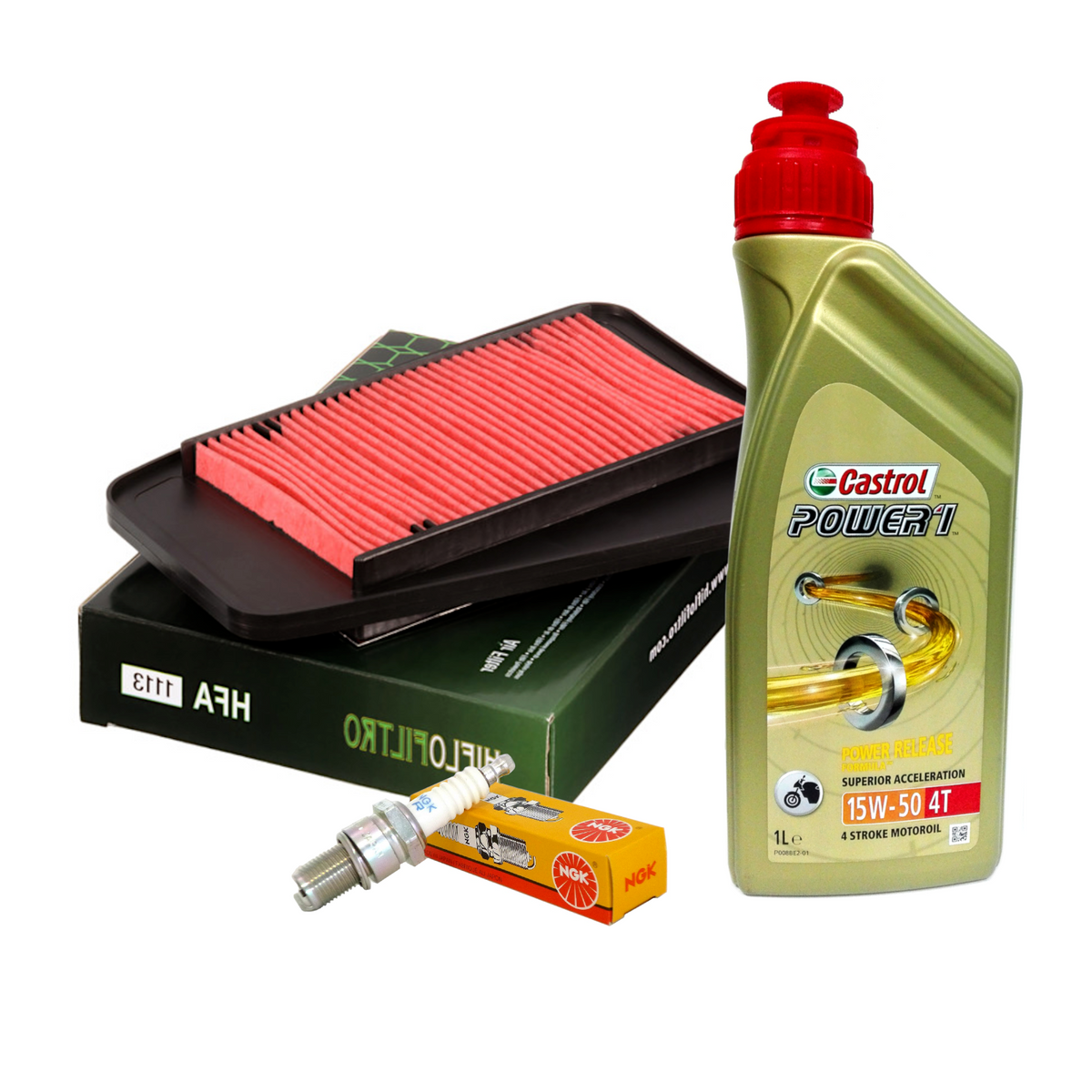 KIT/TAGLIANDO CASTROL POWER 1/15W50/FILTRO OLIO ARIA CANDELA HONDA CBR/125/R/RW