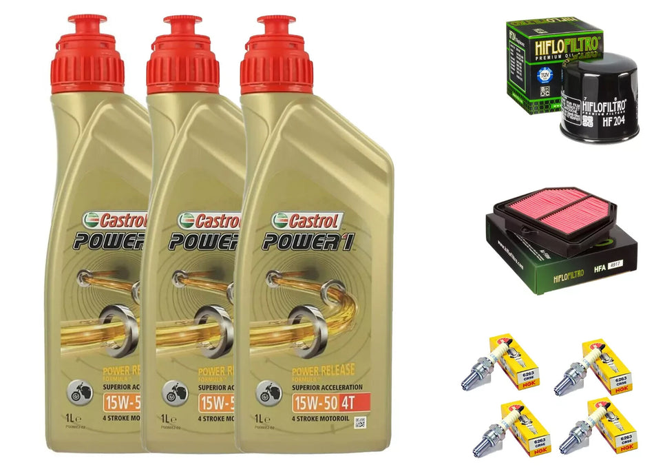 KIT/TAGLIANDO Yamaha FZ8 Fazer 800 2010 2013 CASTROL 15W50 F. OLIO ARIA CANDELE