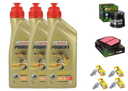 KIT/TAGLIANDO Yamaha FZ8 Fazer 800 2010 2013 CASTROL 15W50 F. OLIO ARIA CANDELE