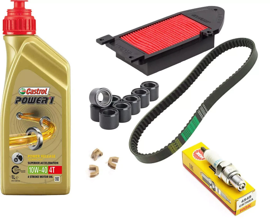 KYMCO PEOPLE S 125 TAGLIANDO CASTROL FILTRO ARIA CANDELA CINGHIA RULLI CURSORI