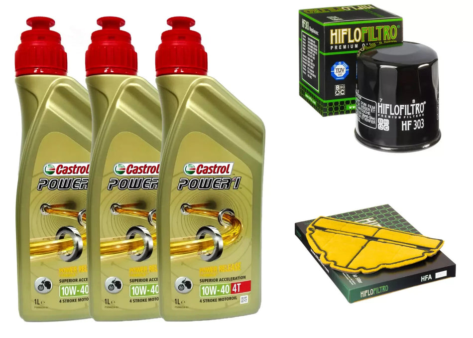 KIT/TAGLIANDO PER YAMAHA YZF R THUNDER CAT 600 CASTROL 10W40 FILTRO OLIO ARIA