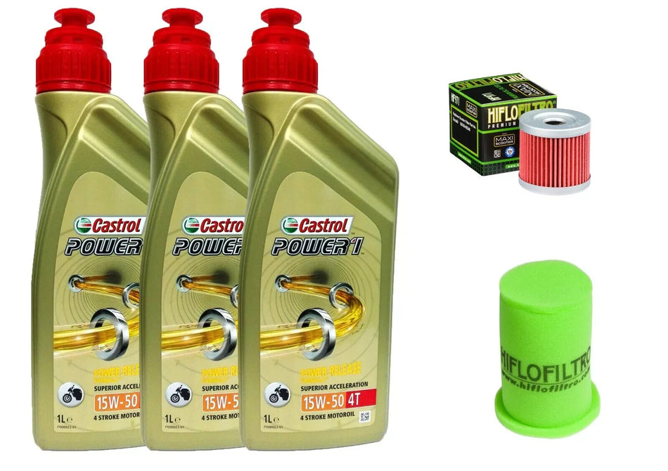 KIT/TAGLIANDO SUZUKI GN 125 1991 2000 OLIO CASTROL 15W50 FILTRO ARIA OLIO HIFLO