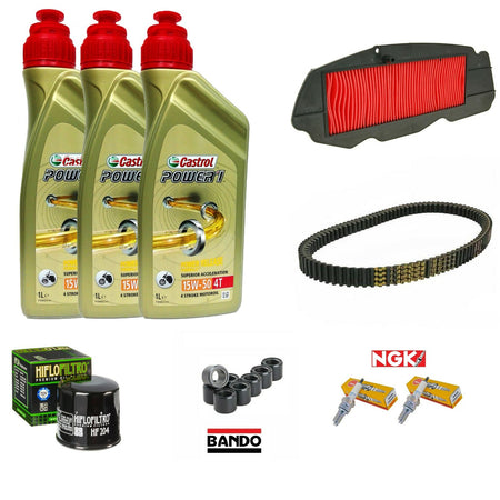 Honda sw-t400 tagliando castrol 15w50 cinghia rulli bando filtro aria candela