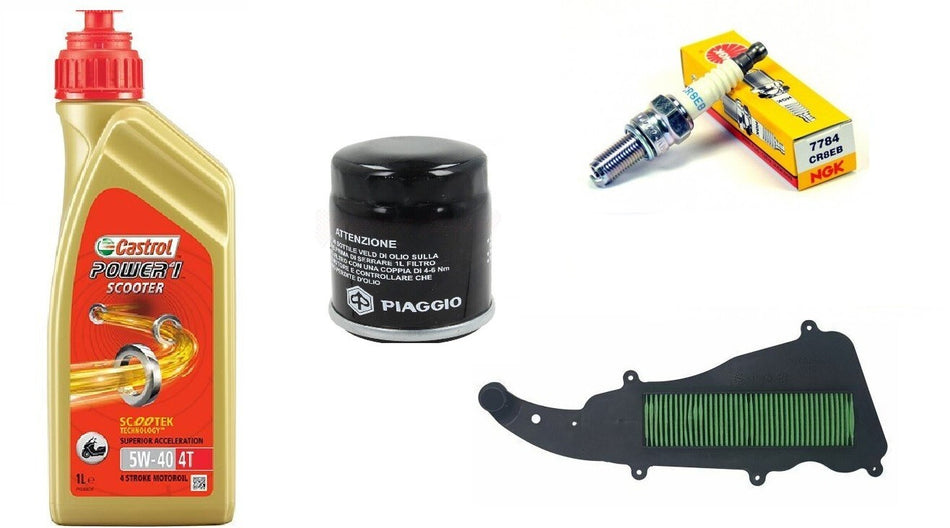 TAGLIANDO LIBERTY 50 IGET 2015 2022 CASTROL 5W40 FILTRO ARIA OLIO CANDELA NGK