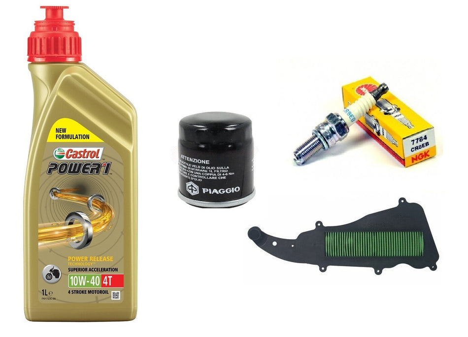 TAGLIANDO LIBERTY 125/150 IGET 15/22 CASTROL 10W40 FILTRO ARIA OLIO CANDELA NGK
