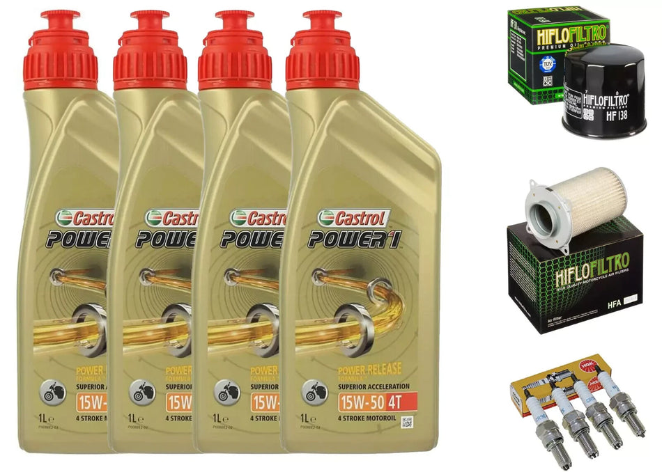 KIT/TAGLIANDO SUZUKI GSX 750 1998 2002 CASTROL 15W50 FILTRO OLIO ARIA CANDELE