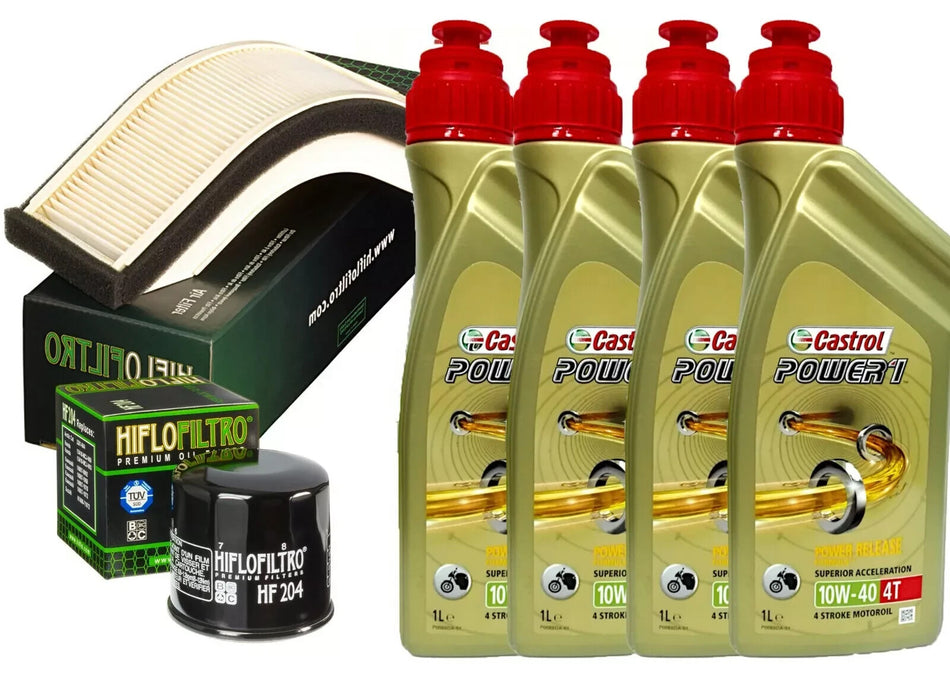 KIT TAGLIANDO CASTROL 10W40 FILTRO OLIO ARIA KAWASAKI ZX-10R NINJA 2004 AL 2005