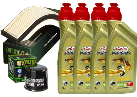 KIT TAGLIANDO CASTROL 10W40 FILTRO OLIO ARIA KAWASAKI ZX-10R NINJA 2004 AL 2005