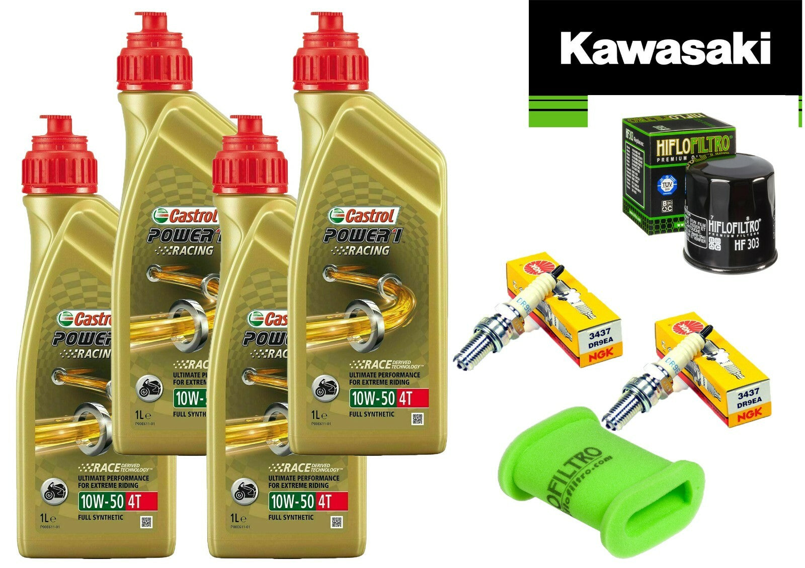 TAGLIANDO KAWASAKI KLE 500 1991/06 CASTROL 10W50 RACING FILTRI OLIO ARIA CANDELE