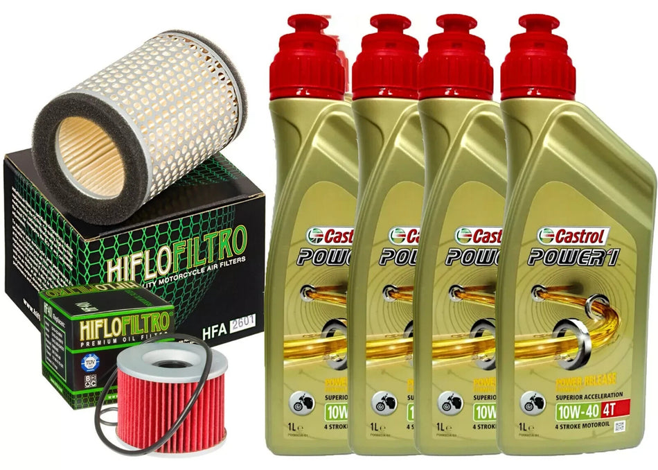 KIT TAGLIANDO CASTROL POWER 1 10W40 FILTRO OLIO ARIA X KAWASAKI KZ 650 1978 1980