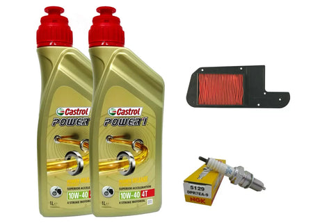 KIT/TAGLIANDO PER PIAGGIO X9-250- 2000 CASTROL POWER 10W40 FILTRO ARIA CANDELA