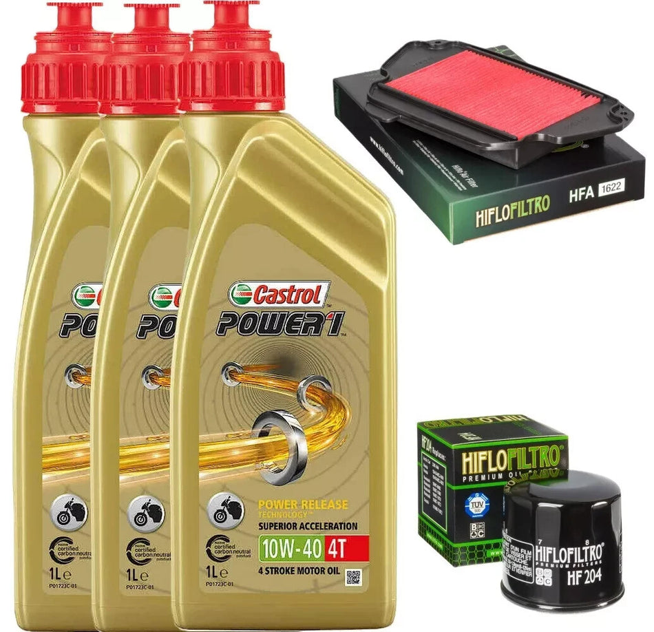HONDA CBR 650 F 2014 2018  TAGLIANDO CASTROL 10W40 FILTRO ARIA OLIO HIFLO