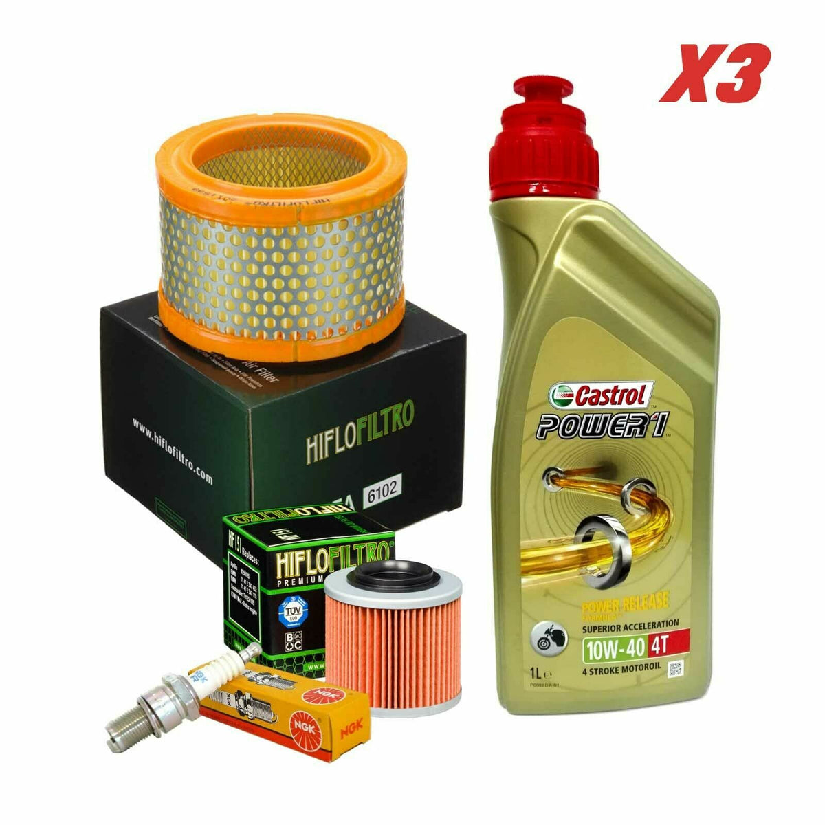 Kit tagliando Castrol Power 10W40 filtro olio aria candela APRILIA PEGASO 650 IE