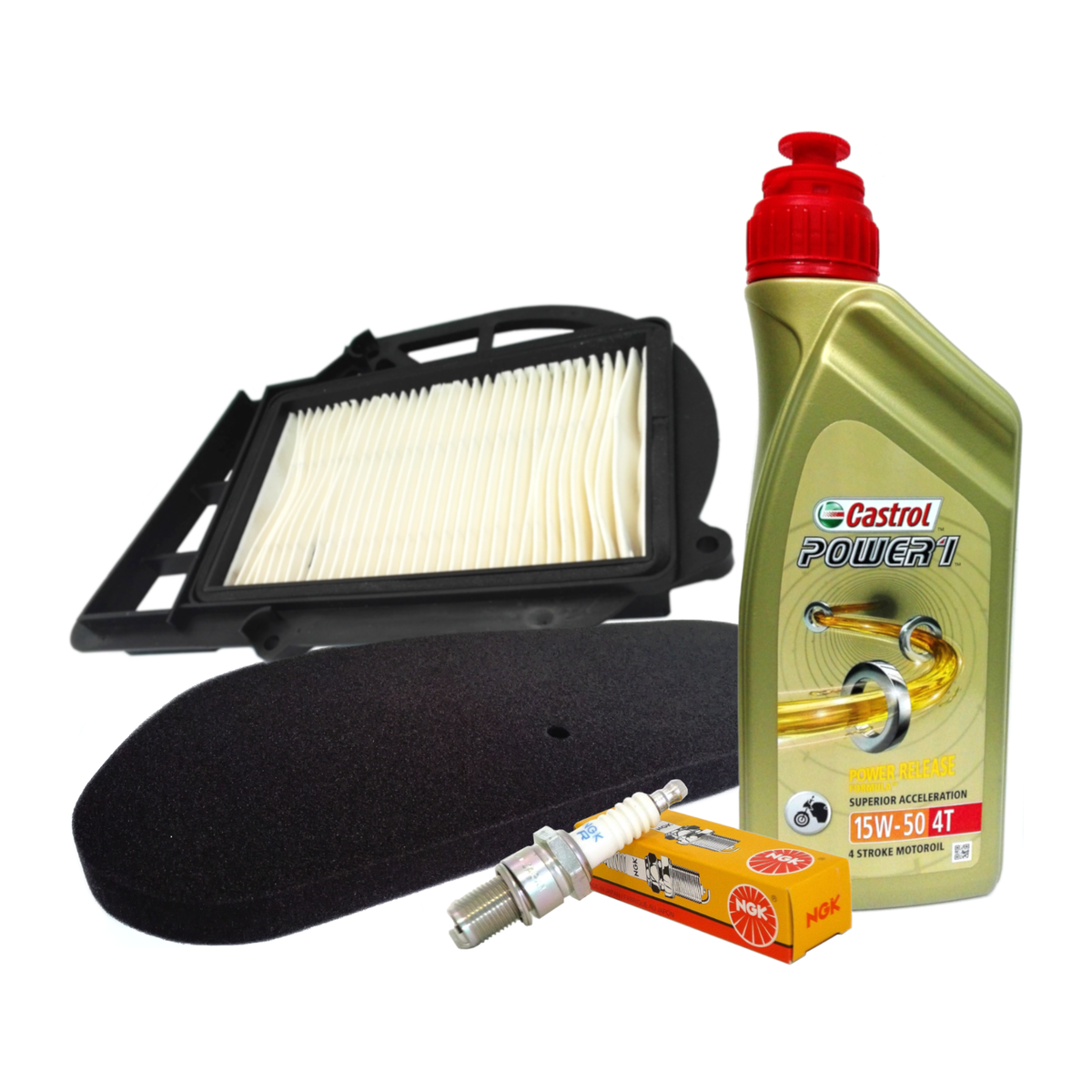 Kit tagliando Castrol 15W50 filtro aria variatore candela Kilibre Versity 300
