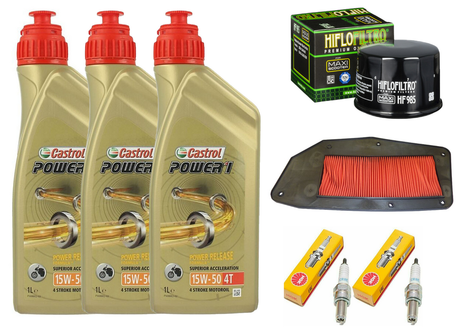 KIT/TAGLIANDO KYMCO MYROAD 700i CASTROL POWER 1 15W50 FILTRO OLIO ARIA CANDELE