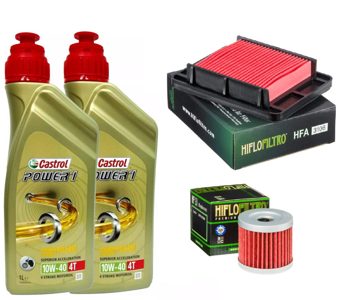KIT TAGLIANDO CASTROL POWER 1 10W40 FILTRO OLIO ARIA SUZUKI GSX S 125 2017/2024