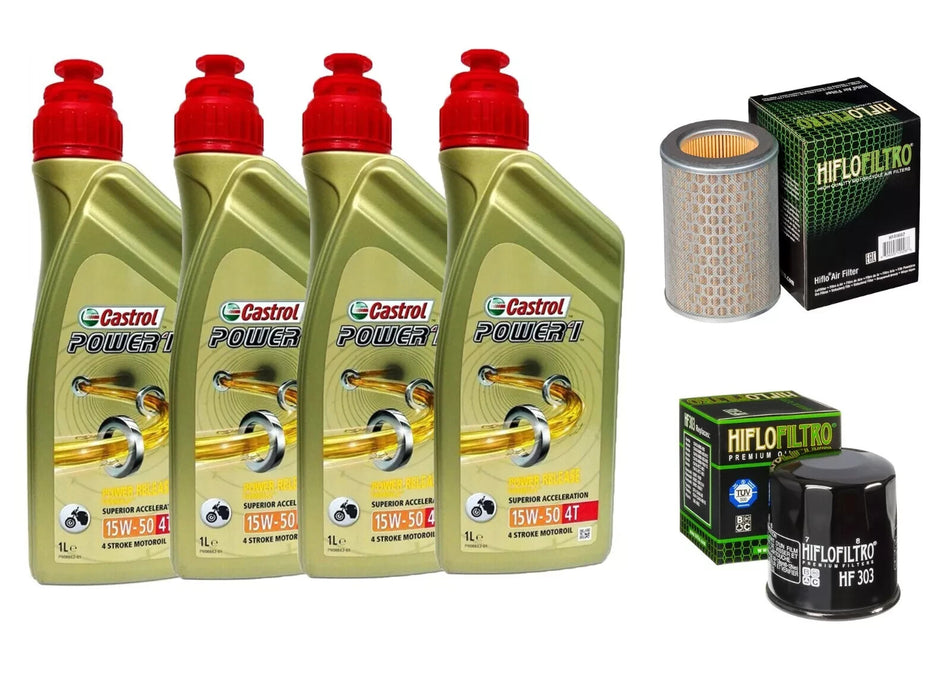 KIT TAGLIANDO CASTROL POWER 1 15W50 FILTRO OLIO ARIA CB F HORNET 600 '98