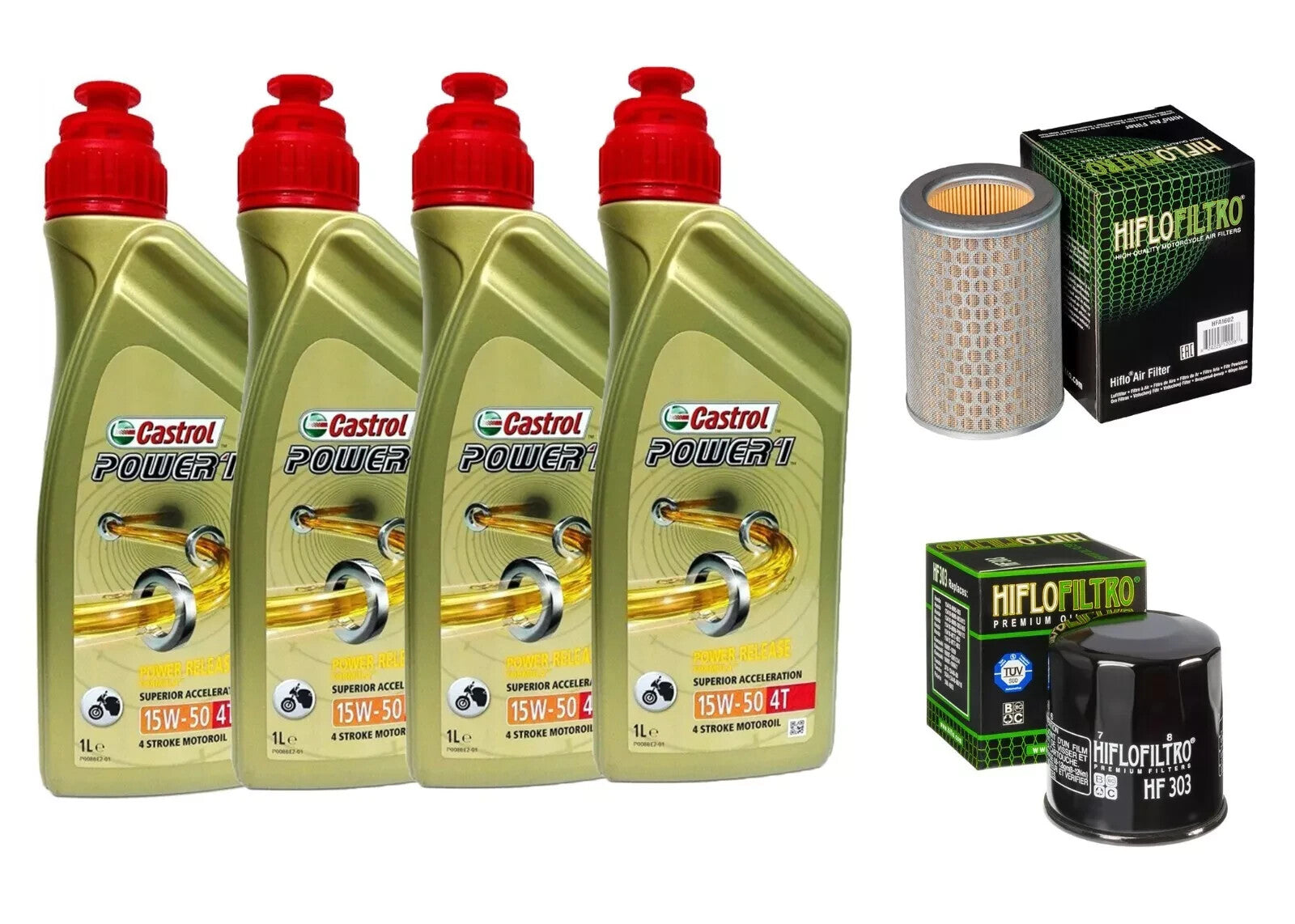 KIT TAGLIANDO CASTROL POWER 1 15W50 FILTRO OLIO ARIA CB F HORNET 600 '98