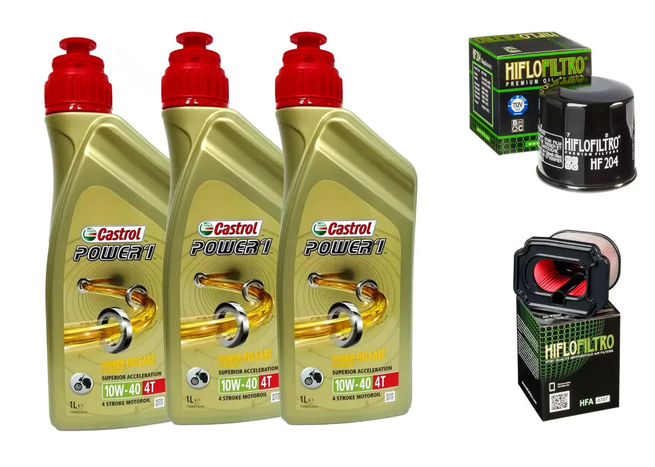 KIT/TAGLIANDO YAMAHA MT-07 ABS 2014/2016 CASTROL POWER 1 10W40 FILTRO OLIO ARIA