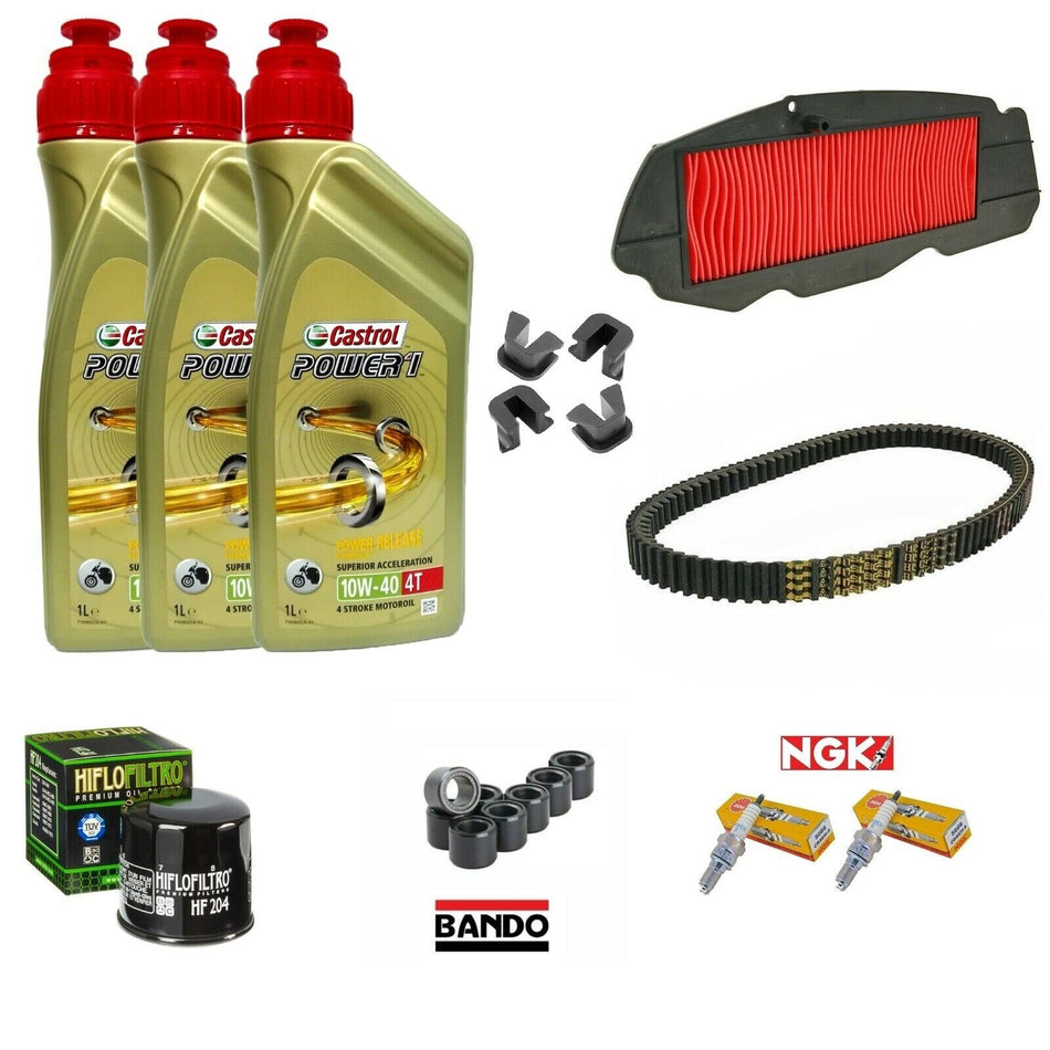 Honda silverwing 400 tagliando castrol 10w40 cinghia rulli cursori  filtri cand