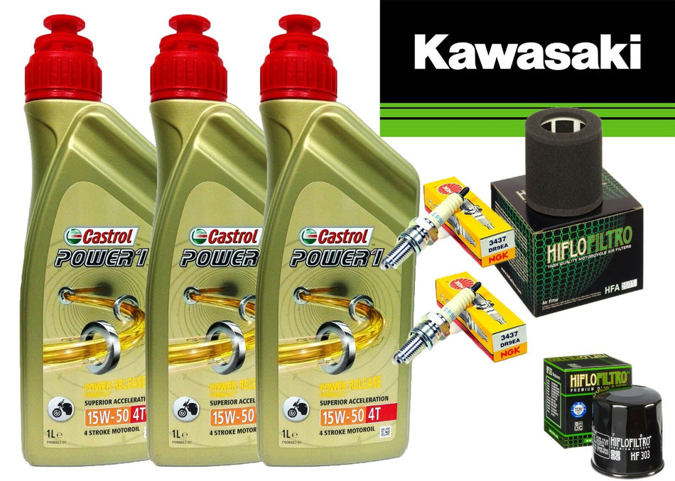 KIT TAGLIANDO KAWASAKI EN 500 1994/1996 CASTROL 15W50 FILTRO OLIO ARIA CANDE