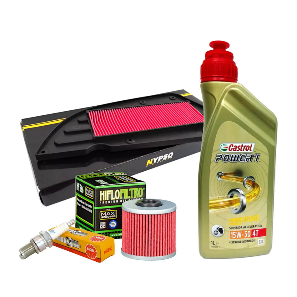 KYMCO K-XCT-125IE 2012/2016 KIT TAGLIANDO CASTROL 15W50 FILTRO OLIO ARIA CANDELA