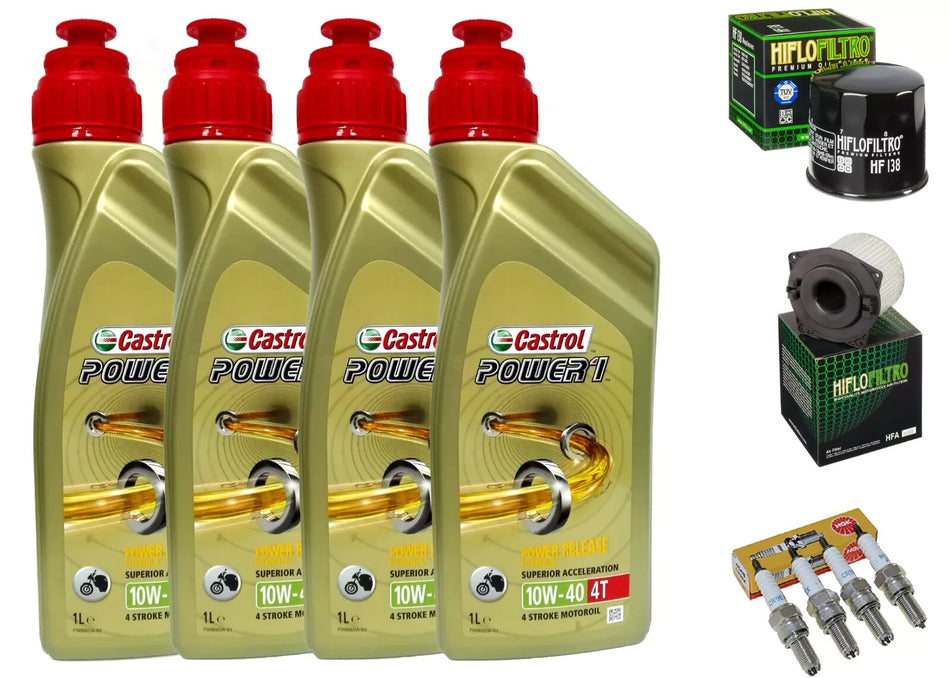 TAGLIANDO SUZUKI GSX 600 750 1998/2006 CASTROL 10W40 FILTRO OLIO ARIA CANDELE