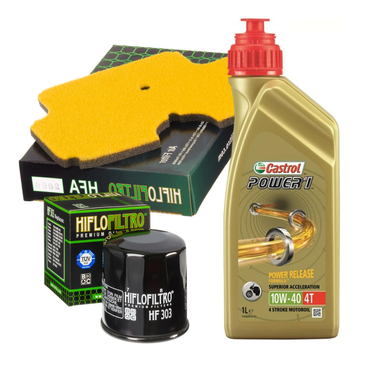 KIT TAGLIANDO CASTROL POWER 1 10W40 FILTRO OLIO ARIA KAWASAKI ER-6N 2007/2008