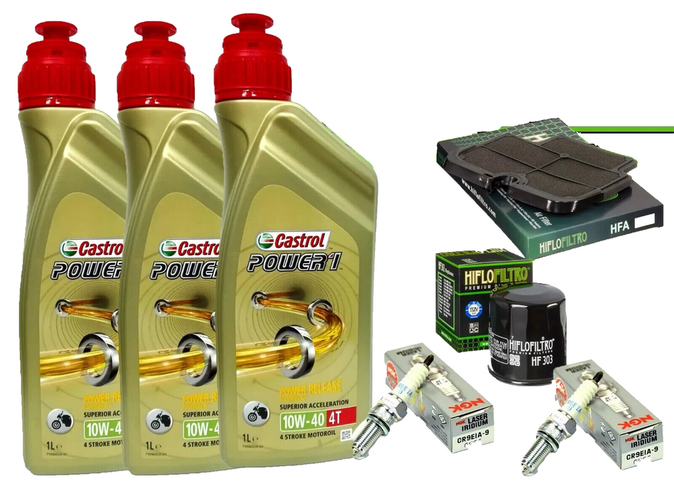 KIT/TAGLIANDO KAWASAKI ER 6N 650 2009/12 CASTROL 10W40 FILTRI ARIA OLIO CANDELE
