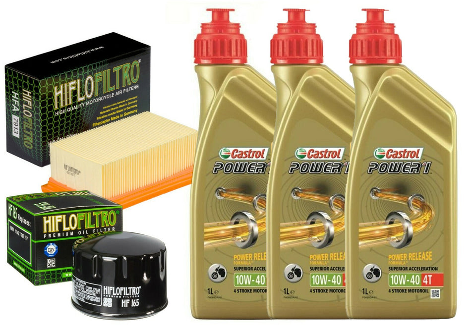 KIT TAGLIANDO CASTROL POWER 1 10W40 FILTRO OLIO ARIA MOTO BMW F 800 ST 2012 2013