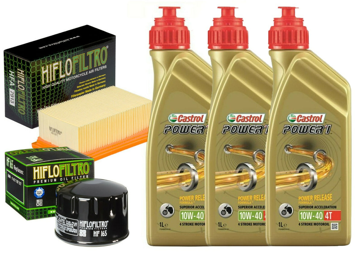 KIT TAGLIANDO CASTROL POWER 1 10W40 FILTRO OLIO ARIA MOTO BMW F 800 ST 2012 2013