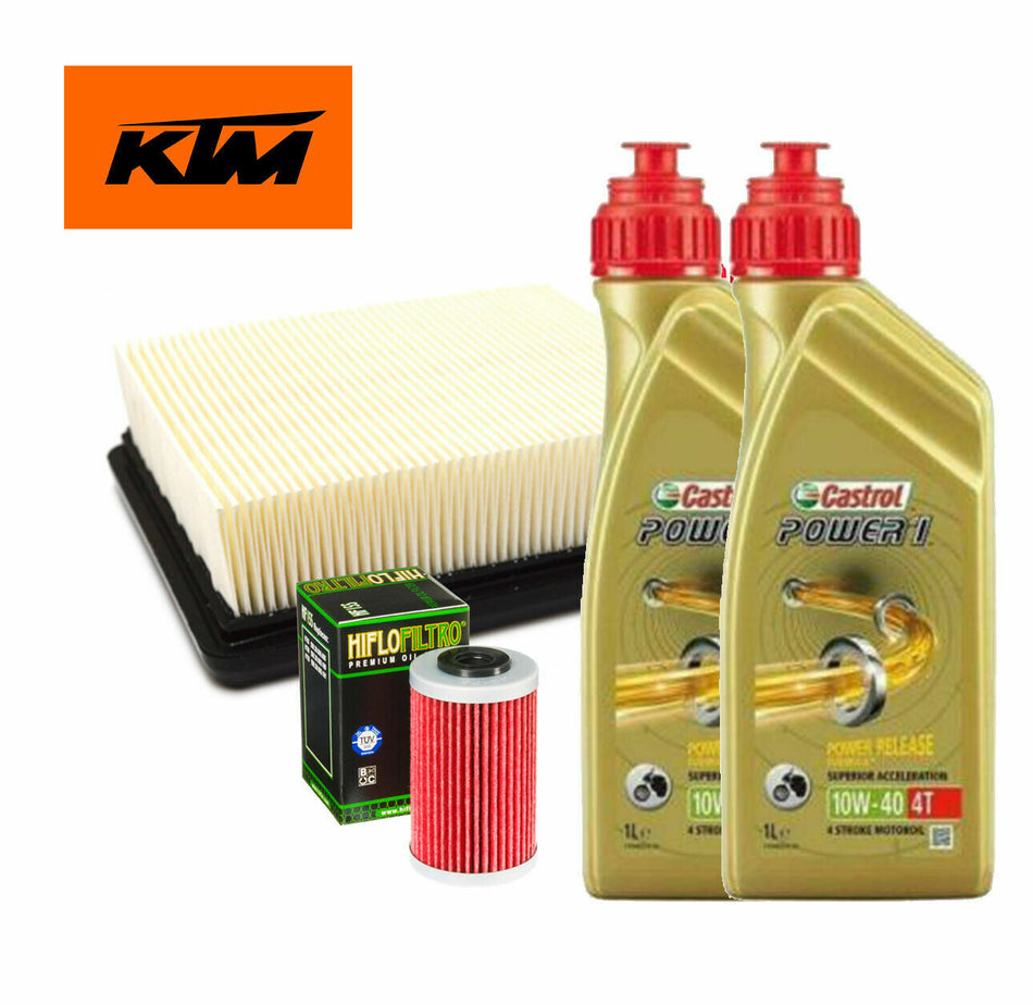 KIT/TAGLIANDO KTM DUKE RC 125 200 390 CASTROL POWER 1 10W40 FILTRI OLIO ARIA